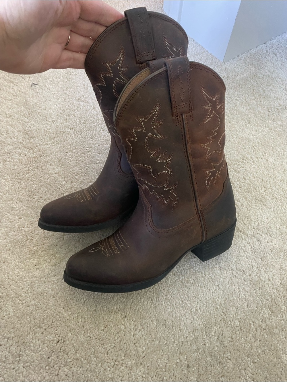 Kids Ariat Brown Western Pull-On Cowboy Boots - Picture 4 of 6